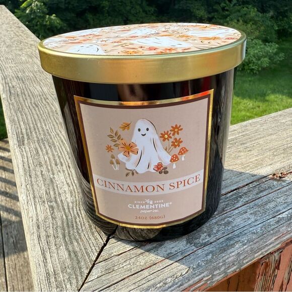 Clementine Paper Inc Cinnamon Spice 3 Wick Candle 24oz Ghost Mushroom Design - Picture 3 of 5